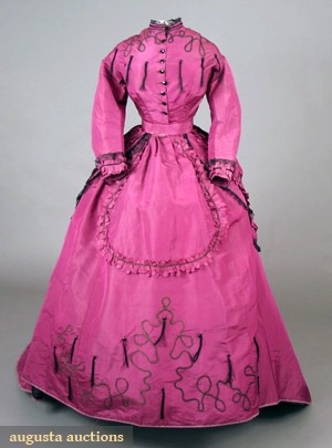 Silk Faille Day Dress with Braid Trim, ca. 1869via Augusta Auctions