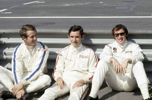 frenchcurious:  Piers Courage, Jacky Ickx &amp; Jackie Stewart - Grand Prix d'Espagne - Jarama 1
