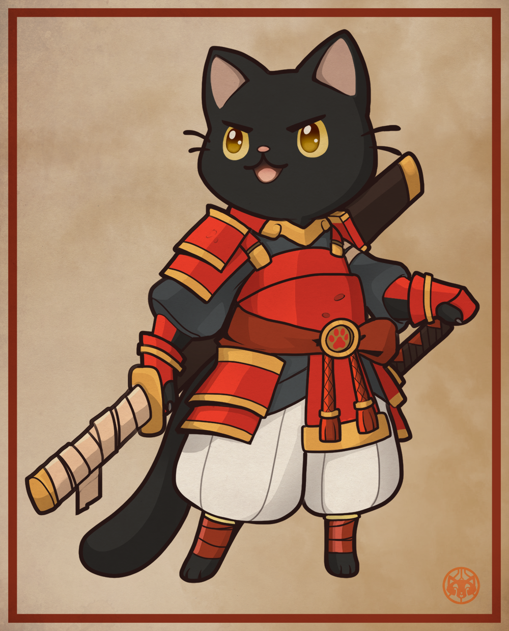 Bday gift for a friend. Samurai cat!