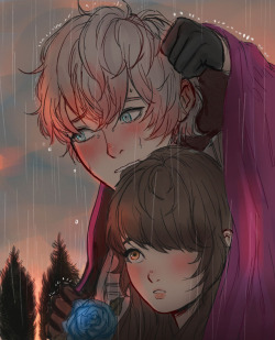 itsmeohmyo: 🌧🌷Gentleman🌹🌧 【MC &amp; Ray get caught in the rain on their walk】 