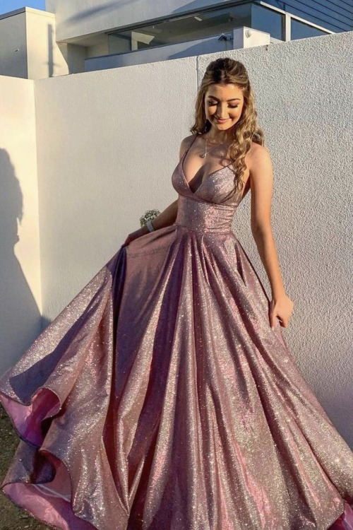 promdress-lovedress:Pink v neck long prom dressBuy here: girlideas.com Party or Prom - the dress to 