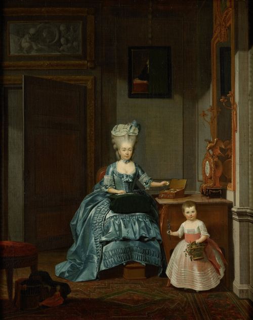 history-of-fashion:1776 Hermanus Numan - Susanna van Collen née Mogge and her daughter(Rijksm