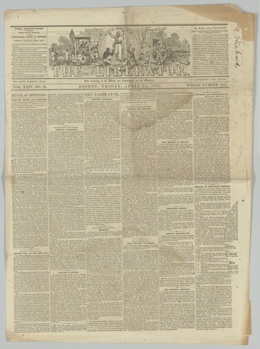 The Liberator, Vol. XXIV, No. 16, April 21, 1854, Smithsonian: National Museum of African American H