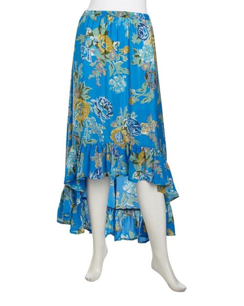 Floral-Print High-Low Crepe Ruffle Skirt, BlueSee what&rsquo;s on sale from lastcall on Wantering.