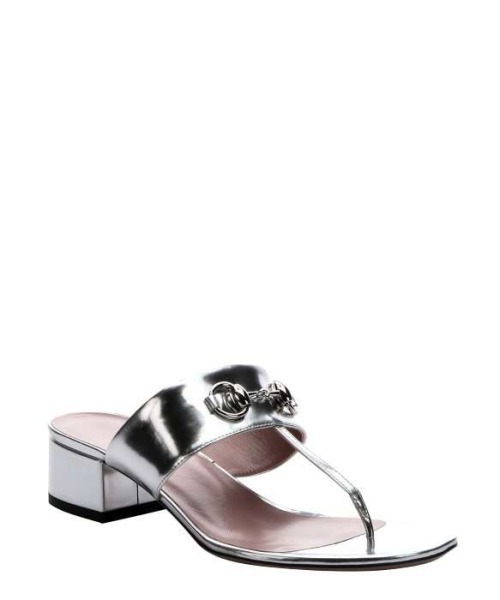 High Heels Blog Silver Leather Horsebit Detail T-Strap Sandals via Tumblr