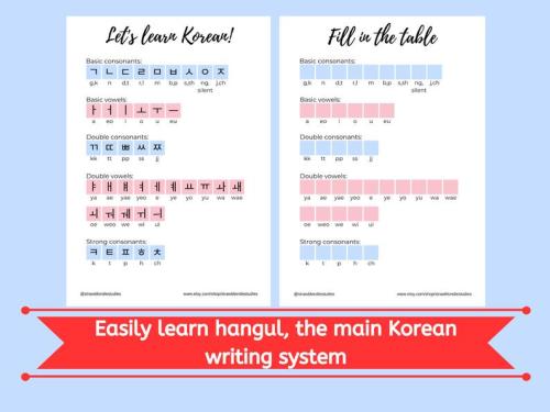 Korean hangul printable workbook~This workbook includes:~Study checklist for all the hangul characte