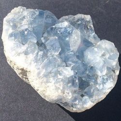 phenomenalgems:  💠 From my personal collection: check out this dazzling icy blue Celestite 561g cluster! Gorgeous color and great clarity shine in this large, very heavy specimen from Madagascar. Though some chipping is present, the cluster has an