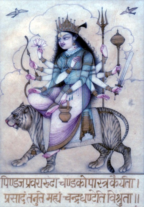 Navadurga 9ChandraghantaMay that Durga Devi, who rides on Tiger, who is endowed with intense anger a