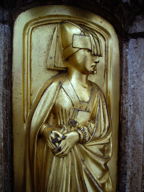 Details of the tomb chest that bears the effigy of Richard Beauchamp in the chapel he founded at St 