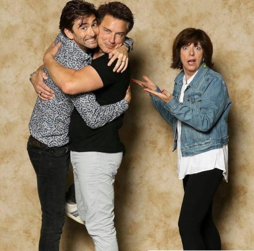 #DavidTennant Daily Photo!A photo of David with John and Carole Barrowman at Awesome Con fan convent