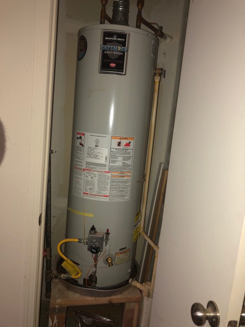 Replacing water heater. It needs a new larger drain pan. The new tanks are two inches wider. https:/