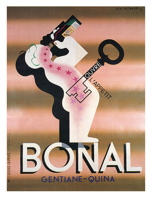 A. M. Cassandre, poster artwork for digestif Bonal, 1933-35. Source