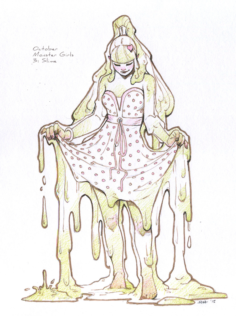 sketchesofsam: October art challenge day 3: Slime. With added Inktober mashup! 