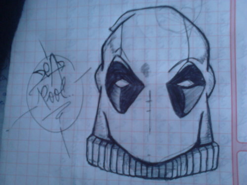 Hoy en dibujando en clases:Dead PoolToday in drawing in class:The only one DEAD POOL