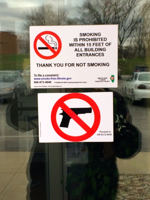 No Smoking, No Handguns, Signs on Entrance to Conference Center, National (Roman Catholic) Shrine of