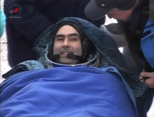 fyeahcosmonauts:I got some screen shots of the replay of the Soyuz TMA-06M landing. They landed arou