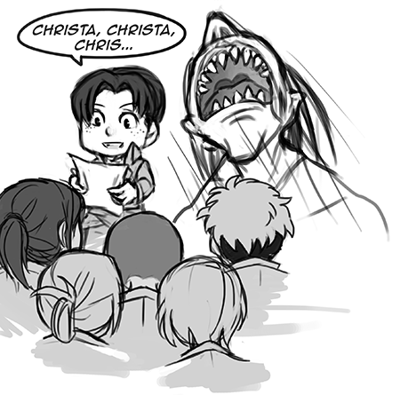 CHRISTA: I heard screaming, what&rsquo;s happeOH GOD! REINER: I&rsquo;ll save you Christa! *