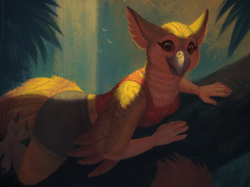 “Serene Jungle”Commission for Tillette on Twitter Help I love this birb!! ;~; Thanks so much for com