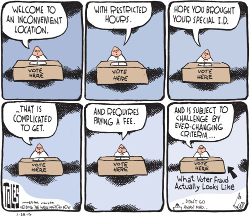 liberalsarecool:gay-liberal-atheist:What voter fraud actually looks like.In-person voter fraud does 