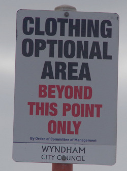 Beach-Ball:  Sign, Campbells Cove, Near Werribee, Vic, 04/02/13 (Di Russell Cumming)