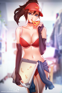 pinkladymage:   She is challenging you for the last piece :3 Pizza Delivery Sivir from League of Legends!   patreon ✮ gumroad ✮ twitter ✮ deviantart ✮ pixiv    
