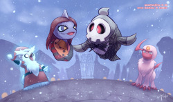 ursa-machina:  PokéHalloween: Day 22 - Winter &ldquo;…And then Delibird Claus gave the spooky pokemon of Halloween Town the gift of snow. Wait, that’s not how the story went.” 