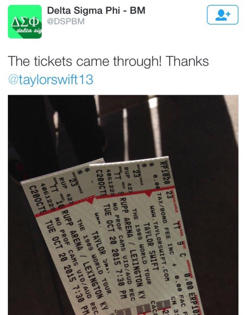 nicoleandscotty: tswiftnz: Taylor stayed true to her promise and gave tickets and meet and greets to