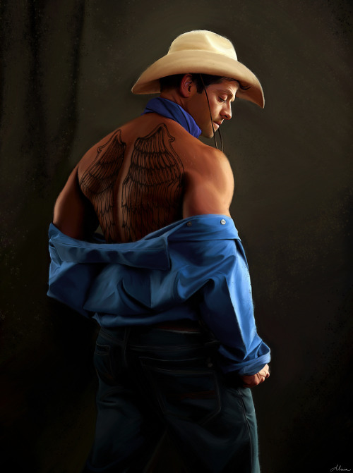 licieoic:“Strip Tease” - Digital Oil PaintingIt all started with a bet that Cas couldn’t make “that 