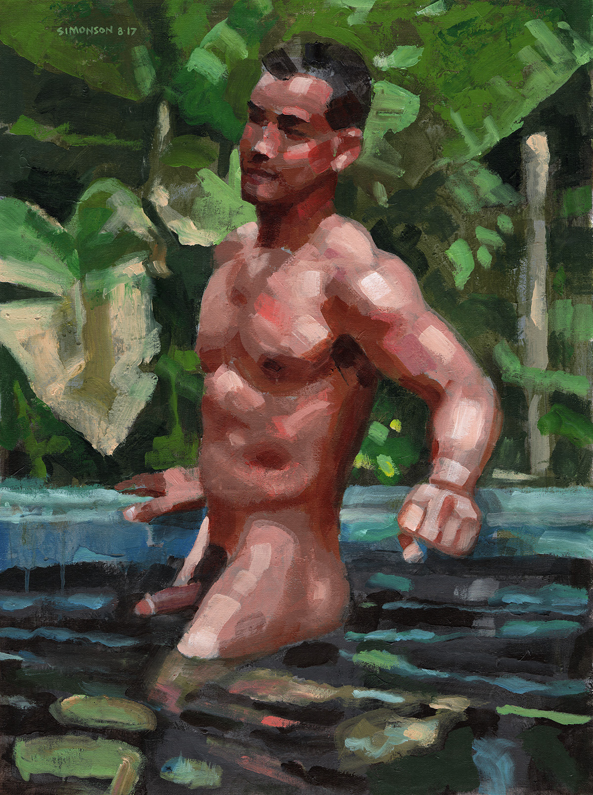 douglassimonson: Tropical Pool, acrylic painting by Douglas Simonson (2017). (This