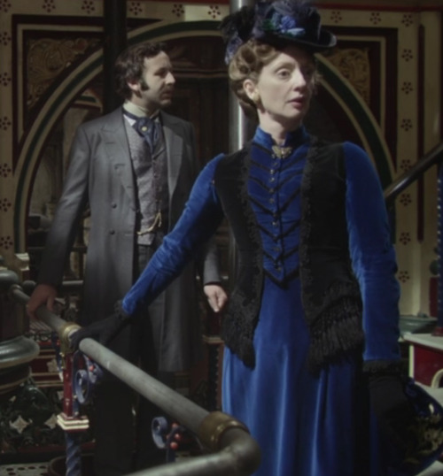 This blue velvet gown was worn by Elizabeth Berrington as Lady Constance Bridgelowin 2011 mini-serie