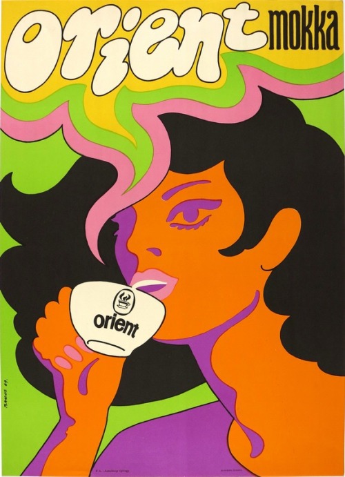 István Bakos, poster for Orient coffee, 1969. Hungary. Via bedo.hu