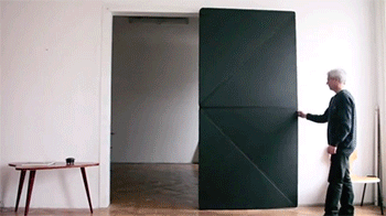 nerdytransgirl:  we-are-star-stuff:  itscolossal:  Ingenious Doors Open and Close Liked Folded Pieces of Paper. Designed by Klemens Torggler.  Someone is going to lose a finger..   