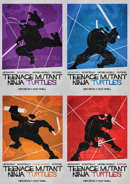 Finally got ‘round to doing these 4 Turtles posters in a Saul Bass stylee! All of these in an A3 siz