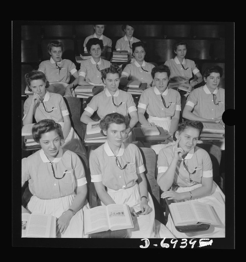 1942: Student nurses spend a great deal of time in classrooms, as well as in practice in the wa