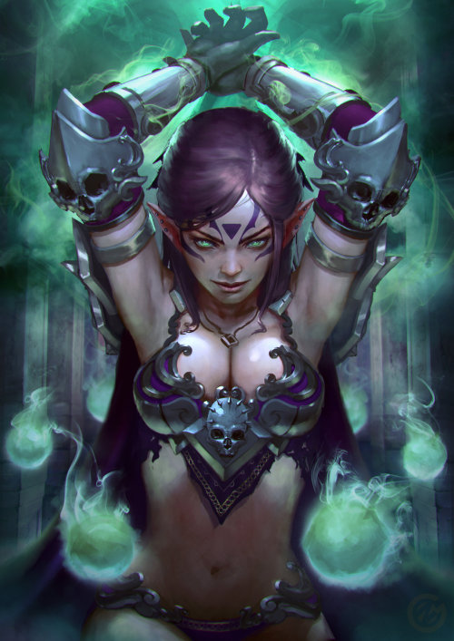 Game and Fantasy Art of Nick Gan:Monster HunterAssassinPhantom Assassin Dota 2Luna MoonfangQueen Of 