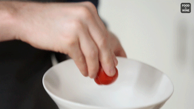 foodandwine:  Fresh-made tomato sauce is incredible. But most recipes call for peeled tomatoes, which can be a seriously messy and time intensive endeavor. F&W Test Kitchen peeling pro Justin Chapple to the rescue! In this week’s episode of Mad