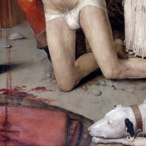 Ayne Bru - Martyrdom of St. Cucuphas (c. 1502). Detail.Cucuphas is the patron saint of hunchbacks an