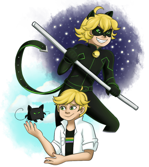 here’s a marinette and ladybug to match my previous adrien and chat noir piecevery simple background