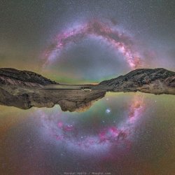 space-pics:
“Is it possible to capture the entire plane of our galaxy in a single image? Yes, but not in one exposure: it took some planning to do it in two. The top and the bottom part of this image were taken six months apart and there you have it,...