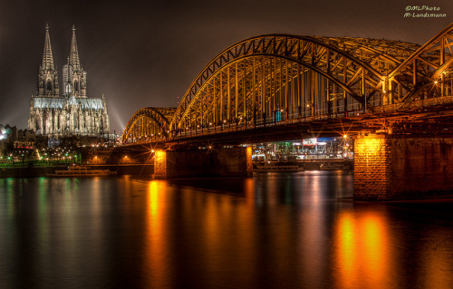 Cologne cathedral by night by Markus Landsmann on Flickr.