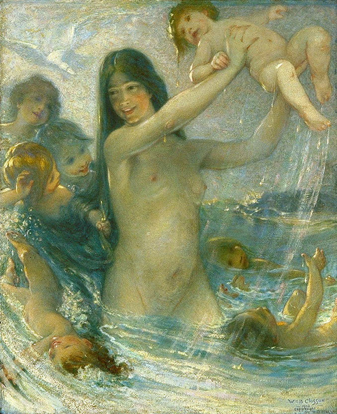 William Baxter Closson - Nymph and Water Babies at Play