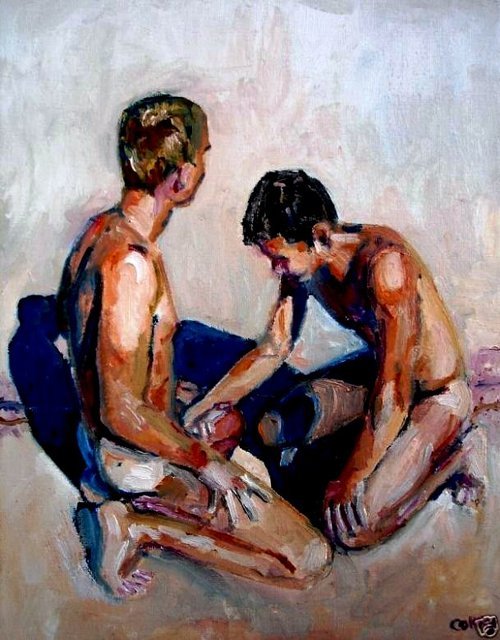 redrimmerthebuttpirate: gay-erotic-art: steven-clayton-corry-artwork: oil painting by Steven Clayton