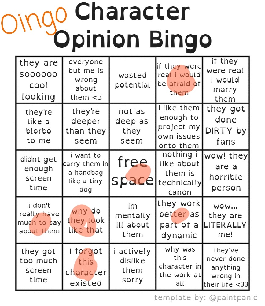 JoJo Stands Bingo Card