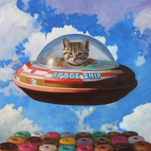Eric Joyner (American, b. San Mateo, CA, USA) - This Is Not a Cat in a Spaceship, 2019, Paintings: O