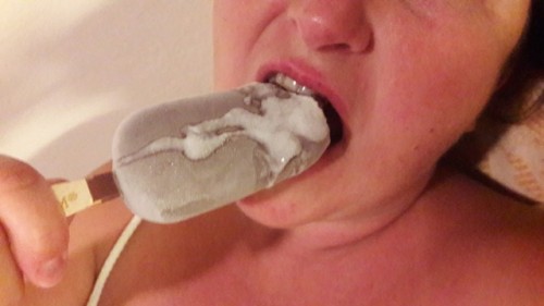 icoyf: Eating a Magnum ice cream,  flavored with some frozen cum. good girl !!