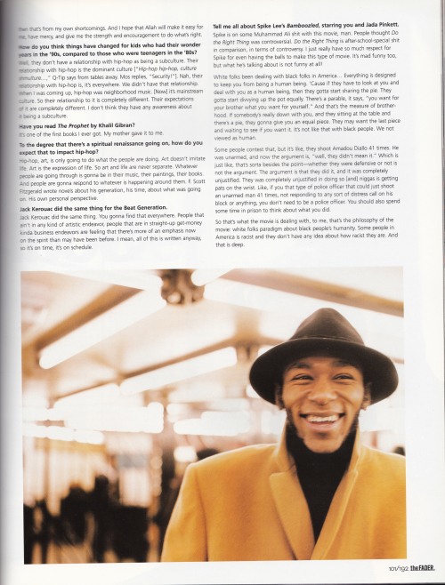 itsmattferran:  Mos Def interviewed by Miles Marshall Lewis for The Fader, Spring 2000 issue.