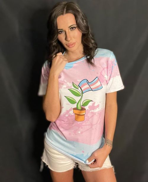 @rosalynnemontoya wearing her Trans Plant Paint T-Shirt ️‍⚧️ #trans #transgender #️‍⚧️ #merch #trans