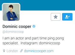 lolawashere: Mr Dominic Cooper, actor and part time ping pong specialist, has just gotten a lot more of my attention…  