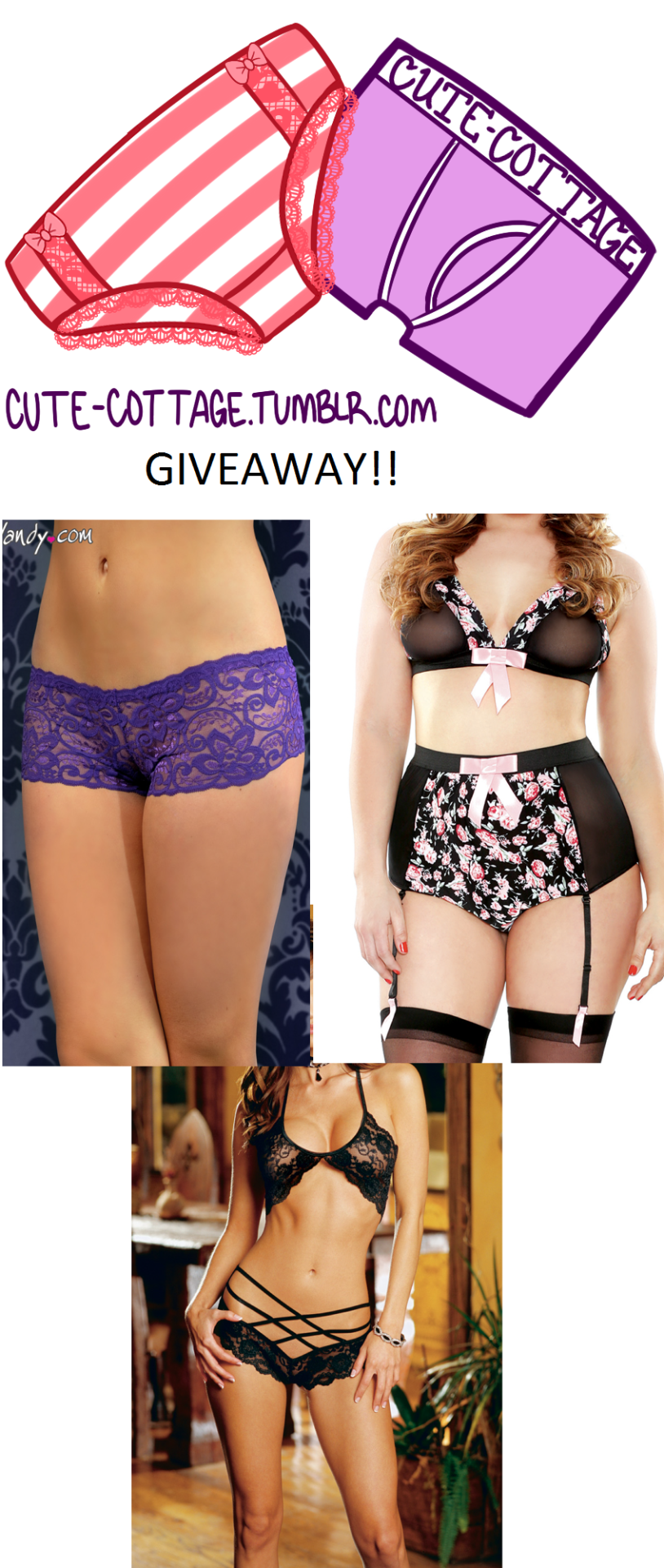 cute-cottage:  cute-cottage:  Hey cuties! Here is the Cute-Cottage giveaway!! There’s
