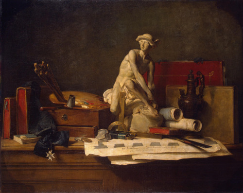 gunnr-lp:Still life with attributes of the arts [1766] Artist: Jean-Baptiste-Siméon Chardin Jean-Bap